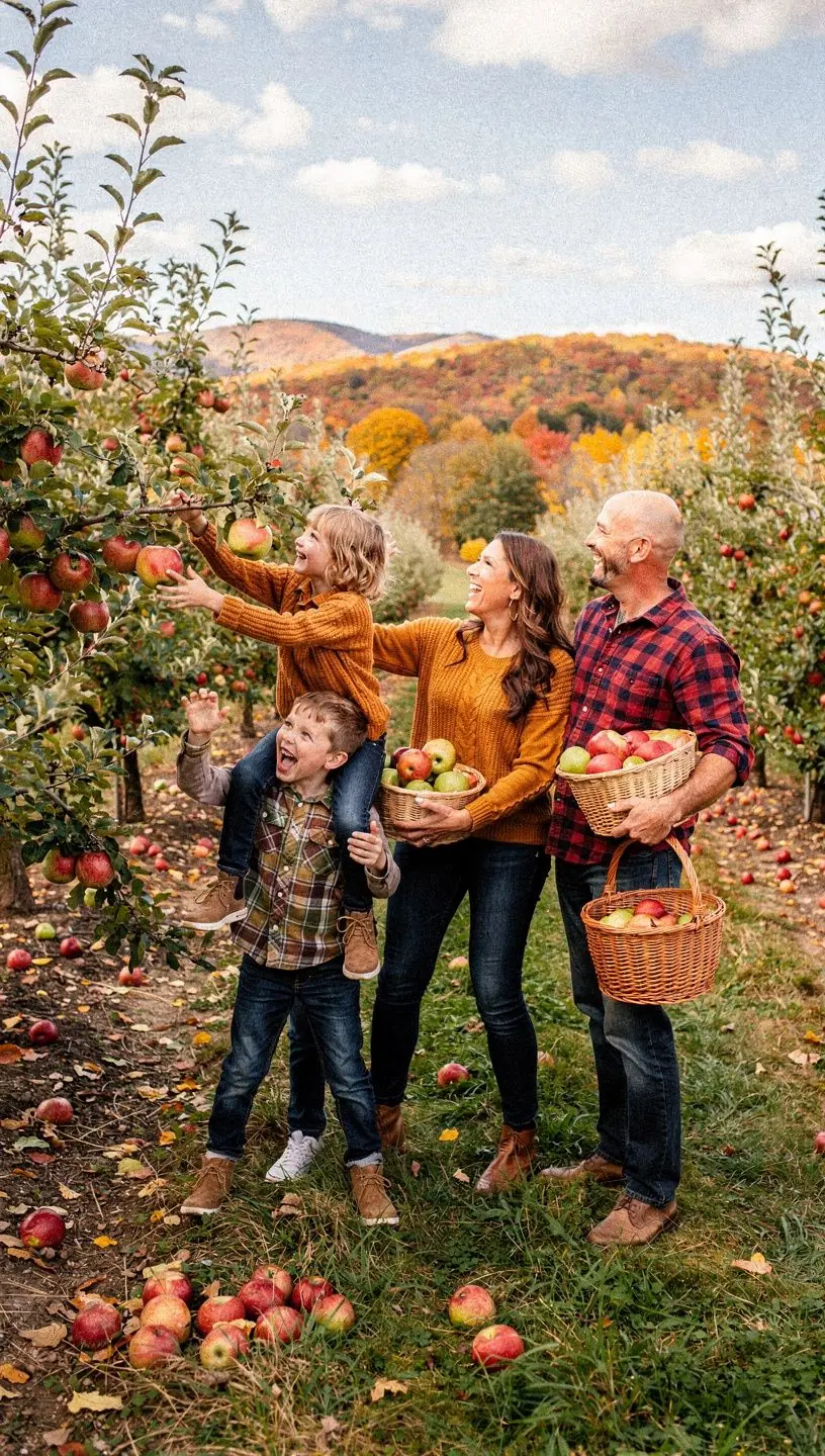 Сцена с проезжающей машиной по живописной дороге осенью.